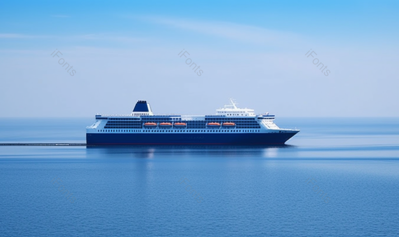 蓝色天空下的海面上有一艘巨大的轮船背景图,高清,摄影图,摄影图片,图片大全,摄影图免费下载